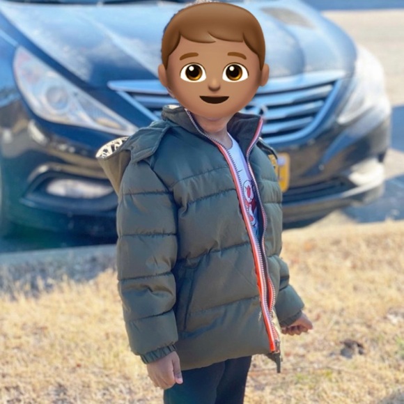 iXtreme Olive Green Puffer Coat W/Hood with orange & white along zipper Sz 3T - Picture 3 of 6